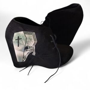 Black Wedge Ankle Boots Coffin